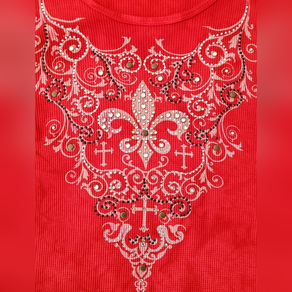 Cover Charge Red Thermal Tunic Long Sleeve Medium - Picture 2 of 5